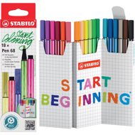 STABILO Pen 68 Zick-Zack Deskset, 18 Farben - Filzstifte