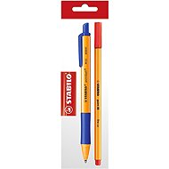 STABILO ballpoint pen pointball, blue + liner point 88, red - Writing Set