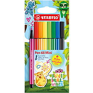 STABILO Pen 68 Mini Animal Vibes mit Aufklebern - 8er-Set - Filzstifte