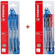 STABILO liner, 3x blue + blue, red, black - Ballpoint Pen