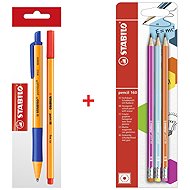 STABILO ballpoint pen pointball, blue + liner point 88, red + pencils pencil 160, 3 pcs - Writing Set