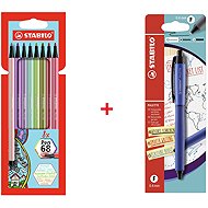 STABILO gel pen PALETTE with nib F (0.4 mm), blue + Pen 68 markers, 8 pcs - Writing Set