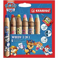 STABILO Multifunctional pencil – woody 3-in-1 PAW Patrol – set of 6 including a sharpener – with pri - Coloured Pencils