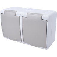 Solight Double wet socket max. 3680W, IP54, grey - Socket