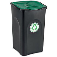 STEFANPLAST Ecogreen Recycling Bin 50L, Black/Green Lid - Rubbish Bin