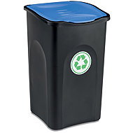 STEFANPLAST Ecogreen Recycling Bin 50L, Black/Blue Lid - Rubbish Bin