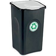 STEFANPLAST Ecogreen Recycling Bin 50L, Black/White Lid - Rubbish Bin