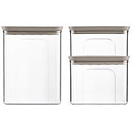 STEFANPLAST Tosca Set of 3 Rectangular Containers, Transparent/Light Grey - Storage Jar