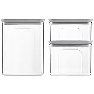 STEFANPLAST Tosca Set of 3 Rectangular Boxes, Transparent/Grey - Storage Jar