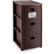 Stefanplast Plastic storage shelf Elegance Slim, 3 drawers, brown - Shelving Unit