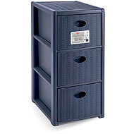 Stefanplast Plastic storage shelf Elegance Slim, 3 drawers, blue - Shelving Unit