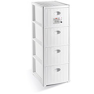 Stefanplast Plastic storage shelf Elegance Slim, 4 drawers, white - Shelving Unit