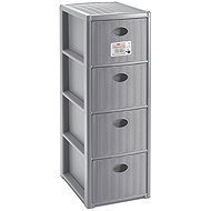 Stefanplast Plastic storage shelf Elegance Slim, 4 drawers, grey - Shelving Unit