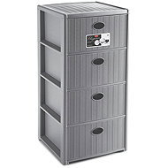 Stefanplast Plastic storage shelf Elegance, 4 drawers, grey - Shelving Unit