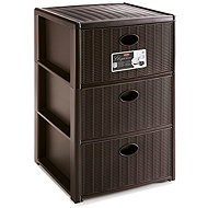 Stefanplast Plastic storage shelf Elegance, 3 drawers, brown - Shelving Unit