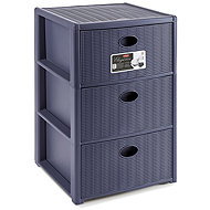 Stefanplast Plastic storage shelf Elegance, 3 drawers, blue - Shelving Unit