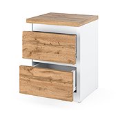 Stiv Bedside Table White/Wotan Oak 30 cm, 2 Drawers - Night Stand