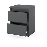Stiv Bedside Table Grey 30cm, 2 Drawers - Night Stand