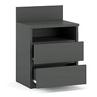 Stiv Bedside Table Grey 40 cm, 2 Drawers - Night Stand