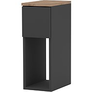 Stiv Narrow Bedside Table Grey Wotan Oak 20cm - Night Stand