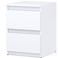 Stiv Bedside Table White 40cm, 2 Drawers - Night Stand