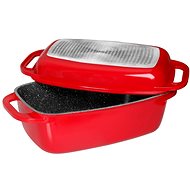 Stoneline Baking Pan with Marble Surface with Lid 43cm Red - Roasting Pan