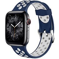 Strapido perforovaný s přezkou pro Apple Watch 42/44/45 mm Tmavě modro bílý - Watch Strap