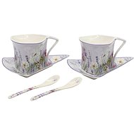 Home Elements Set of cups 2×250 ml with saucers and spoons, Lavender - Cup