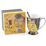 Home Elements Porcelain mug with spoon 280 ml, Klimt Kiss black - Mug