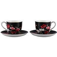 Home Elements Set of two cups and saucers Poppies black - Cup