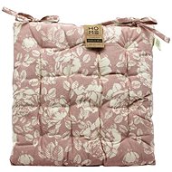 Home Elements Quilted seat cushion 40 × 40 cm, pink with rose print - Chair Cushion