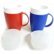 Sundo Easy-grip Thermal Mug with Two Lids for Drinking or Eating, Red - Insulated Food Jar