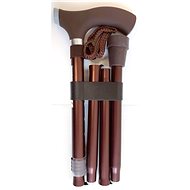 Sundo Folding Support Stick with Silicone Handle, Height 85-95cm, Brown - Walking stick