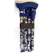 Sundo Folding Support Stick with Silicone Handle, Height 85-95cm, Blue Flowers - Walking stick