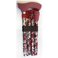 Sundo Folding Support Stick with Silicone Handle, Height 85-95cm, Burgundy Flowers - Walking stick