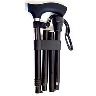 Sundo Folding Support Stick with Silicone Handle, Height 85-95cm, Black - Walking stick