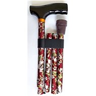 Sundo Folding Support Stick, Height 85-95cm, Floral Burgundy - Walking stick