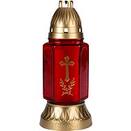 BISPOL hřbitovní lampa kříž červená 72 h - Svíčka