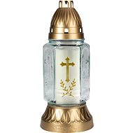 BISPOL hřbitovní lampa kříž zlatá 72 h - Svíčka