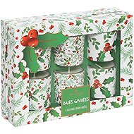 ATMOSPHERA Set of 6 Scented Candles 40g in a Glass Jar with Holly Print - Candle Set