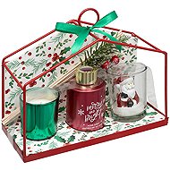 ATMOSPHERA Set of 2 Candles and 1 Diffuser with Holly and Frost-Covered Berries - Gift Set