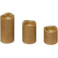 ATMOSPHERA Set of 3 Glittery LED Candles, Gold - LED Candle