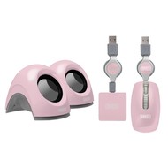 růžová, sada repro, myš a USB HUB - Portable Speakers