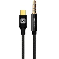 Swissten Textile audio adaptér USB-C (samec) / 3.5mm jack (samec) 1.5 m černý - AUX Cable