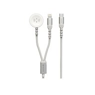 Swissten braided magnetic cable 2in1 for Apple Watch and Lightning, USB-C 1.2 m white - Power Cable