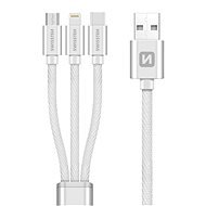 Swissten Textile Data Cable 3-in-1 MFi 1.2m Silver - Data Cable