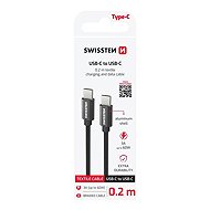 Swissten Textile USB-C / USB-C 0,2 m Schwarz - Datenkabel
