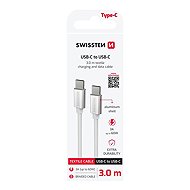 Swissten Textile USB-C / USB-C 3,0 m Silber - Datenkabel