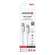 Swissten Textile USB-C / USB-C 0,2 m Silber - Datenkabel