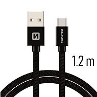 Swissten textilný dátový kábel USB-C 1,2 m čierny - Dátový kábel